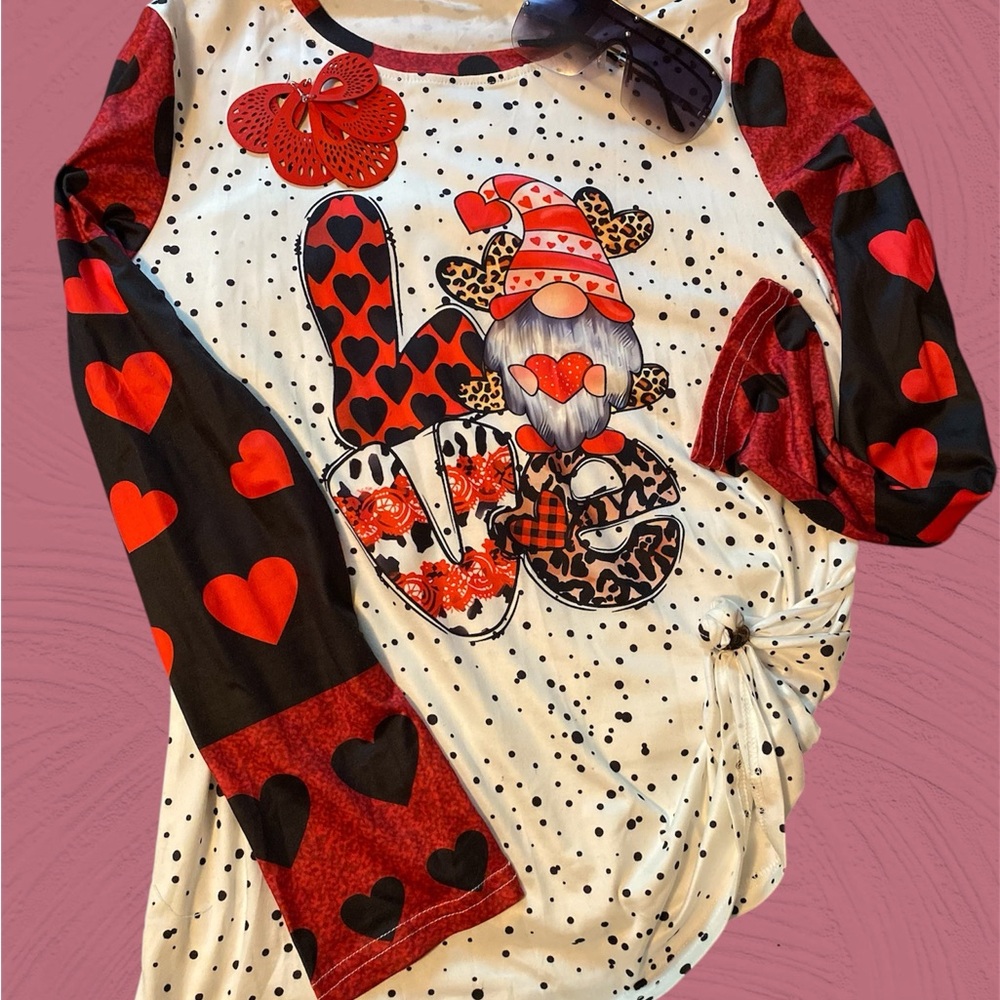 Heart and Gnome Love Graphic Top